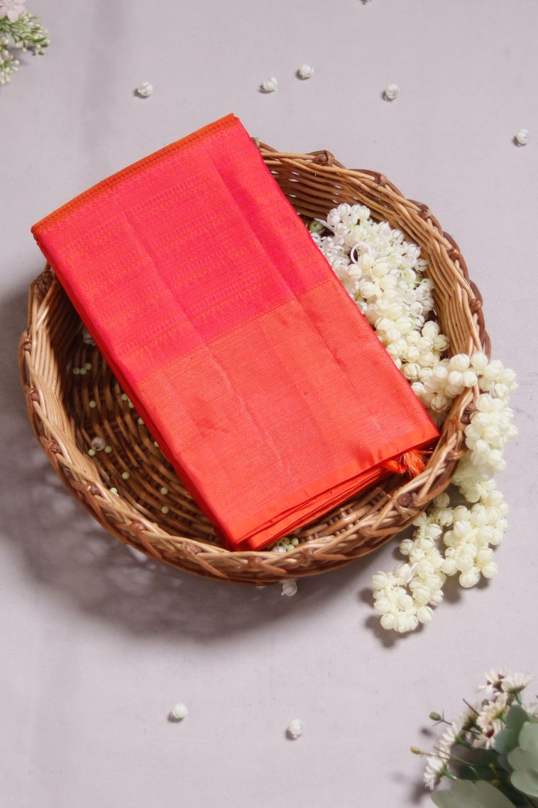 Elegant Bright Pink Pure Silk Saree with Subtle Texture Detailing view 1