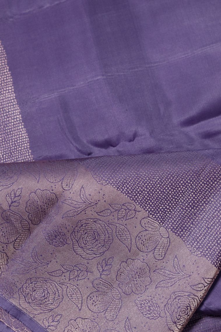 Modern Pure Silk Saree in Purple with Designer Solid Border view 3