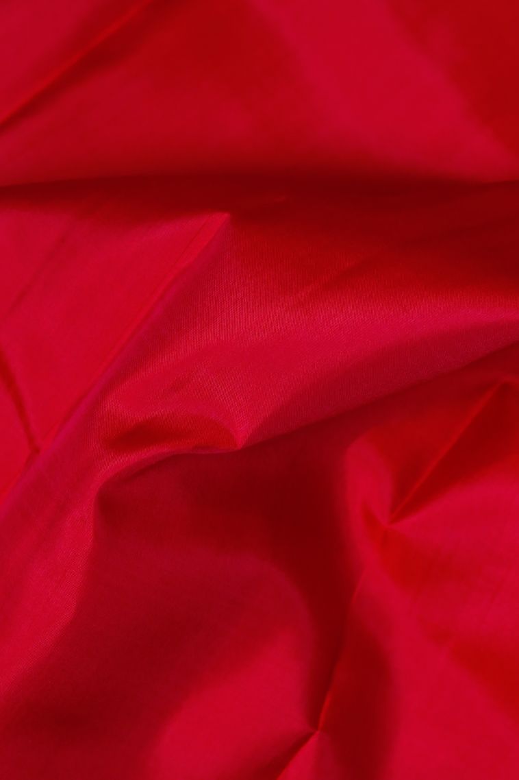 Modern Pure Silk Saree in Red with Designer Geometric Border view 2