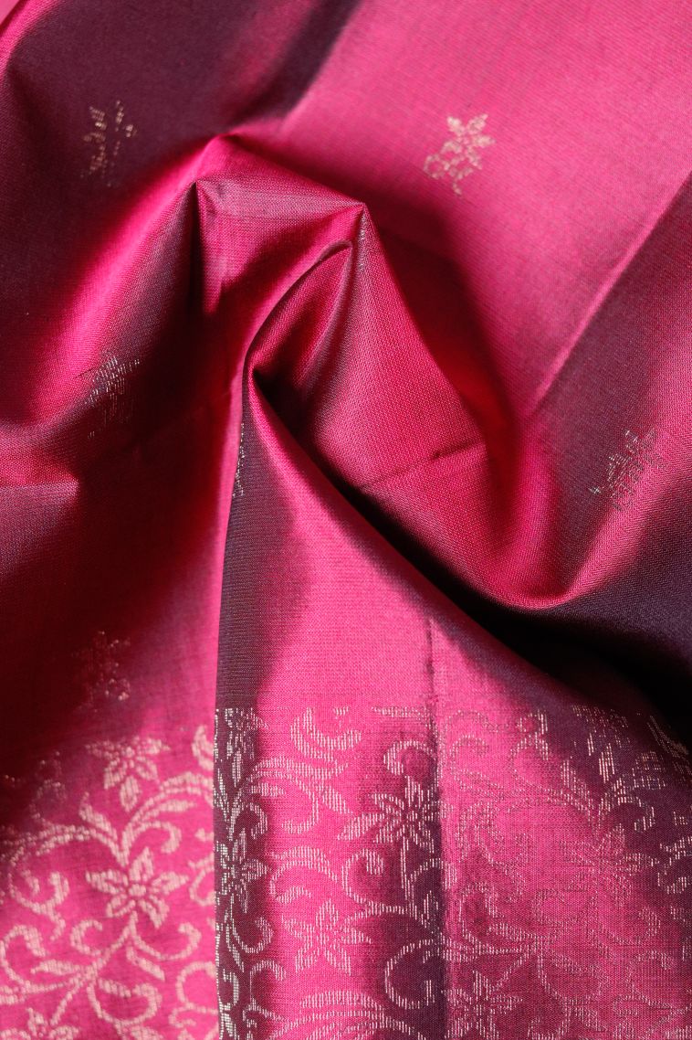 Elegant Pure Silk Saree with Floral Motifs Border view 3