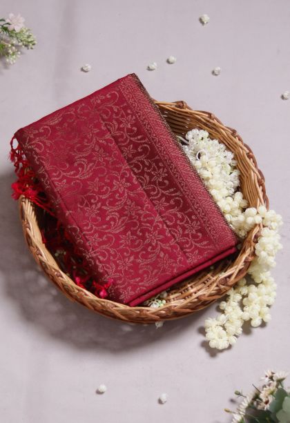 Elegant Pure Silk Saree with Floral Motifs Border