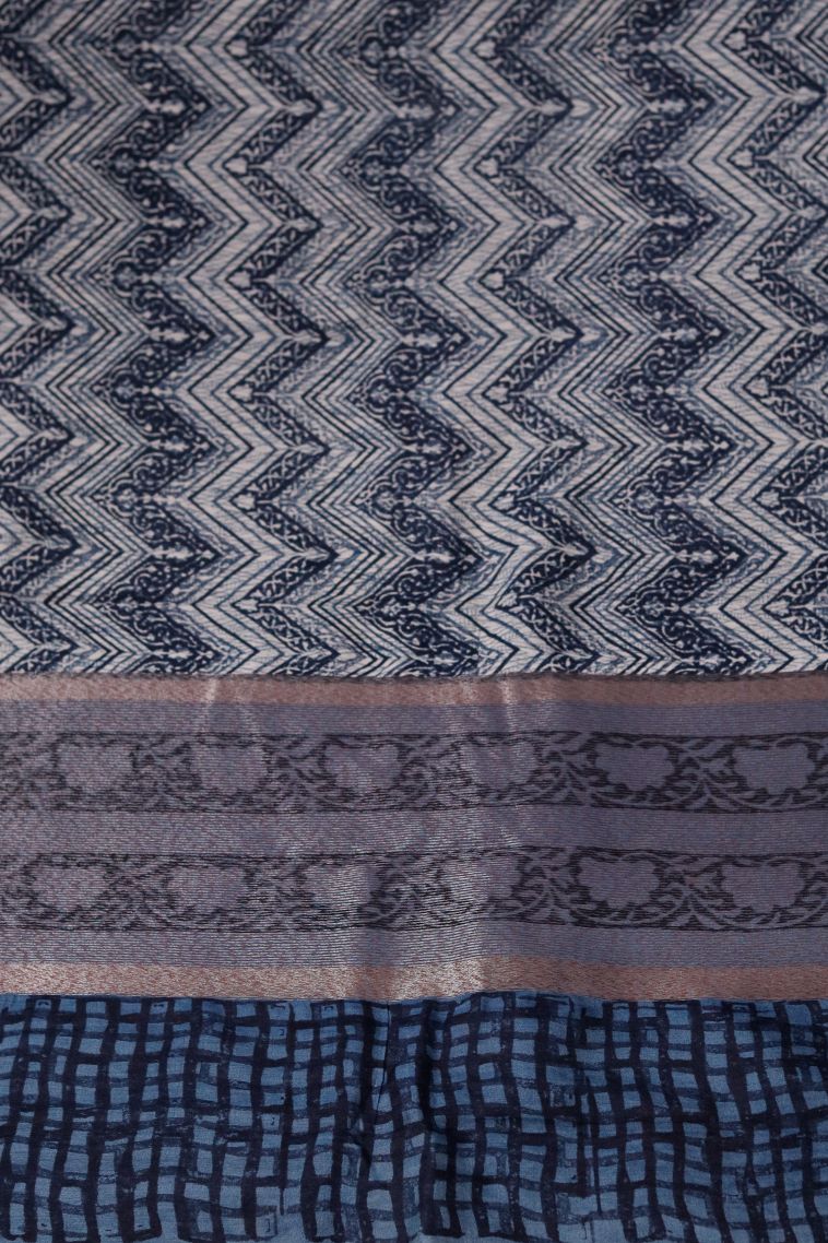 Festive Wear Soft & Flowing Saree in Blue with Printed Accents view 2