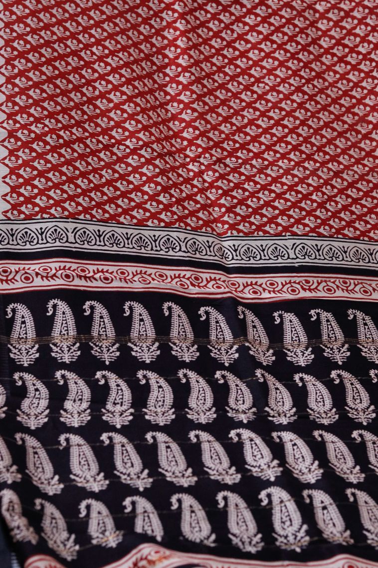 Designer Lightweight Saree in Red with Elegant Contrast Border view 2
