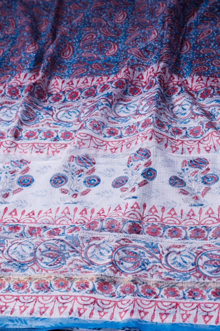 Elegant Blue Lightweight Saree with Paisley Detailing view 2