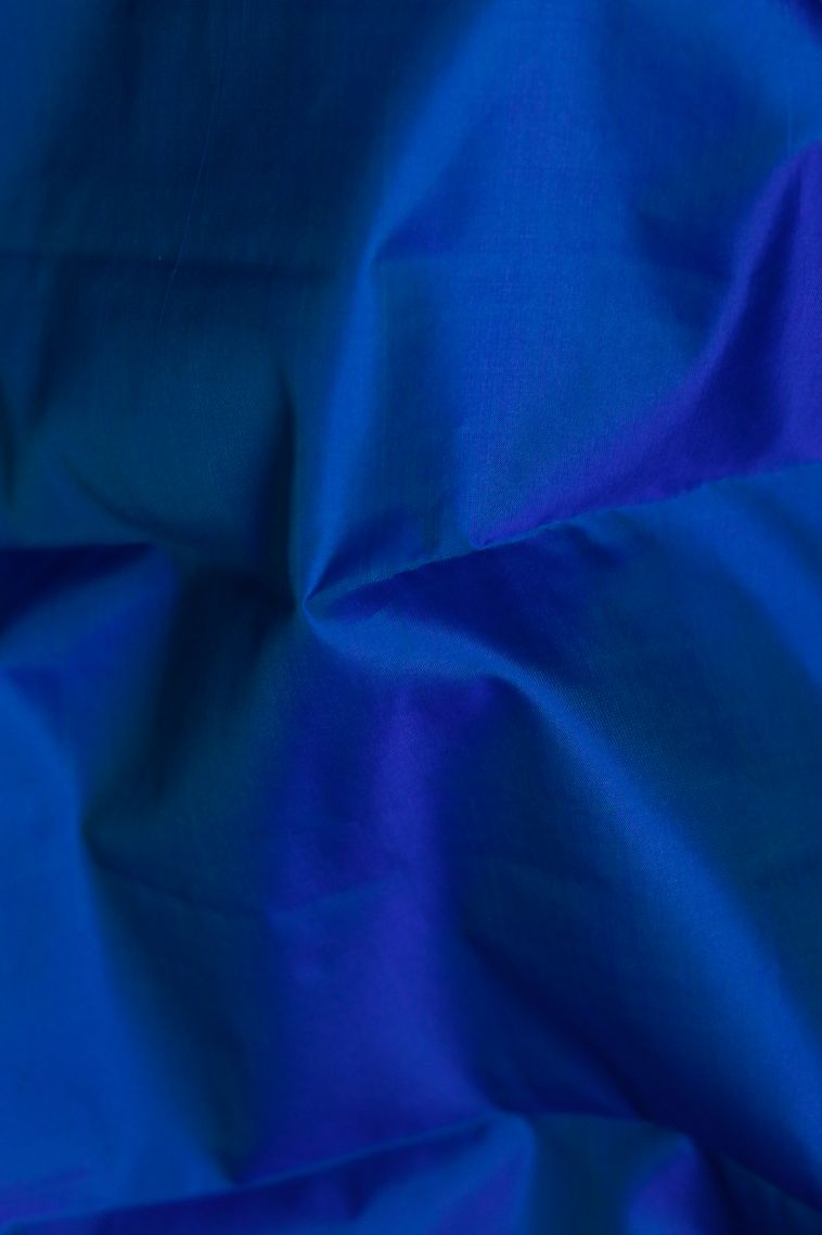 Pure Silk Saree in Blue with Woven Accents view 2