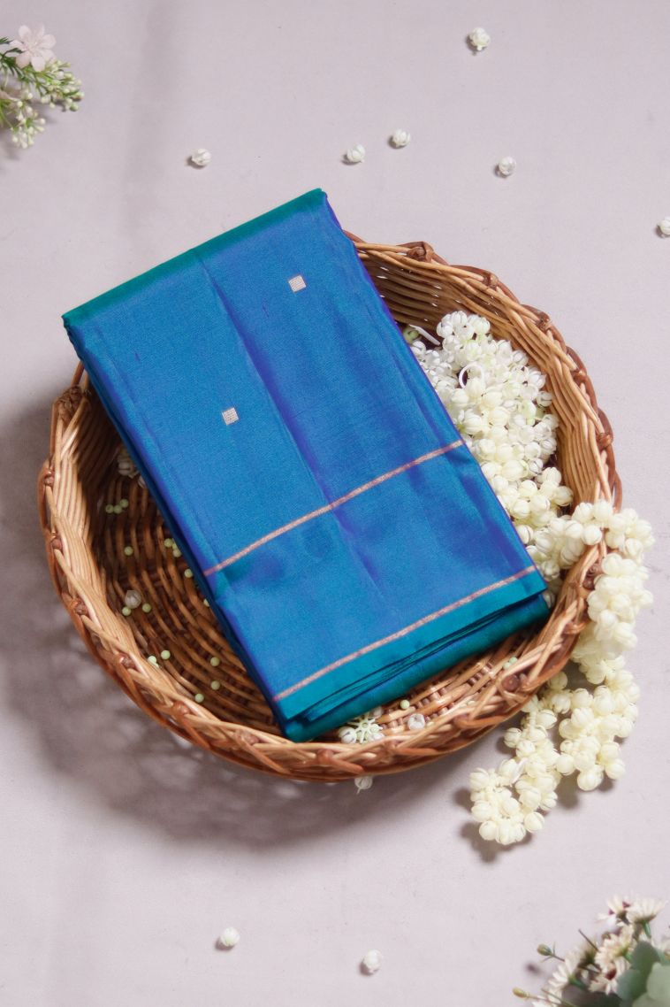 Blue Pure Silk Saree with Gold Zari - Timeless Style view 1
