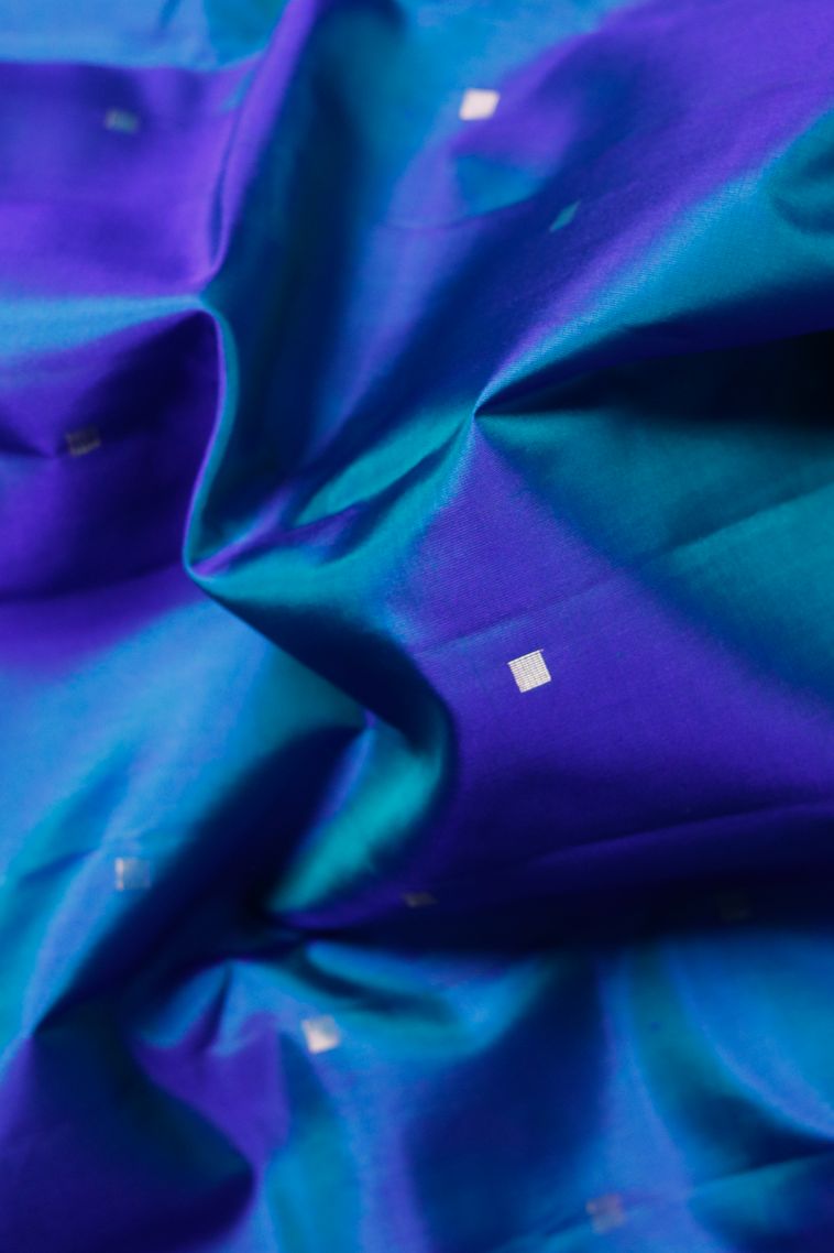 Blue Pure Silk Saree with Gold Zari - Timeless Style view 3