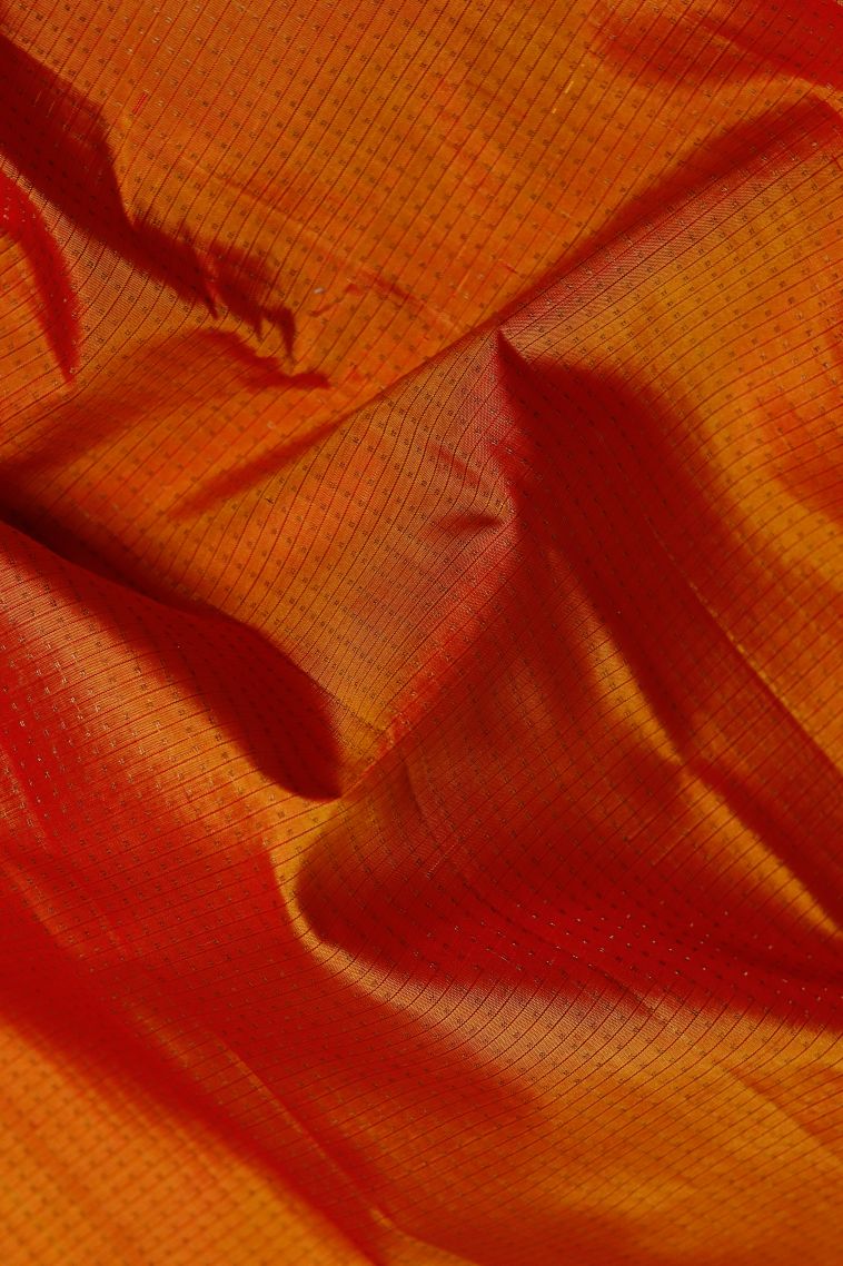 Pure Silk Saree in Golden Yellow Shade with Without Zari Detailing view 3