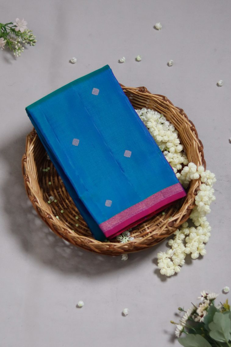 Classic Pure Silk Saree in Blue view 1