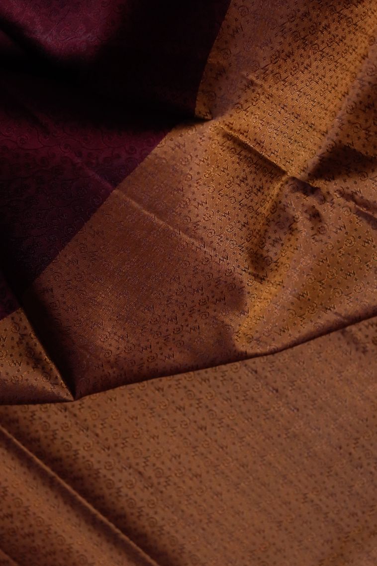 Designer Maroon-red Pure Silk Saree with Woven Work - Festive Collection view 3