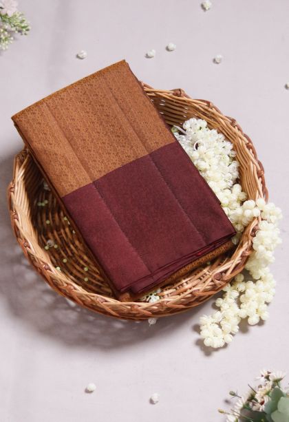 Designer Maroon-red Pure Silk Saree with Woven Work - Festive Collection