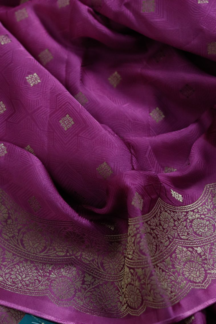 Silk-cotton Banarasi Saree with Buti fills - Timeless Style view 4