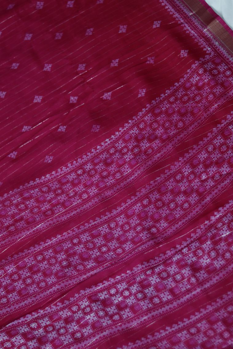 Classic Dola Silk Saree in Rani Pink view 2