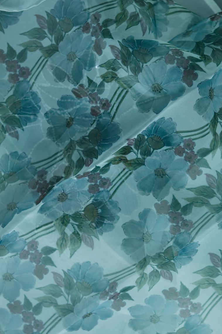 Fancy Soft & Flowing Blue Saree Featuring Floral Design view 2