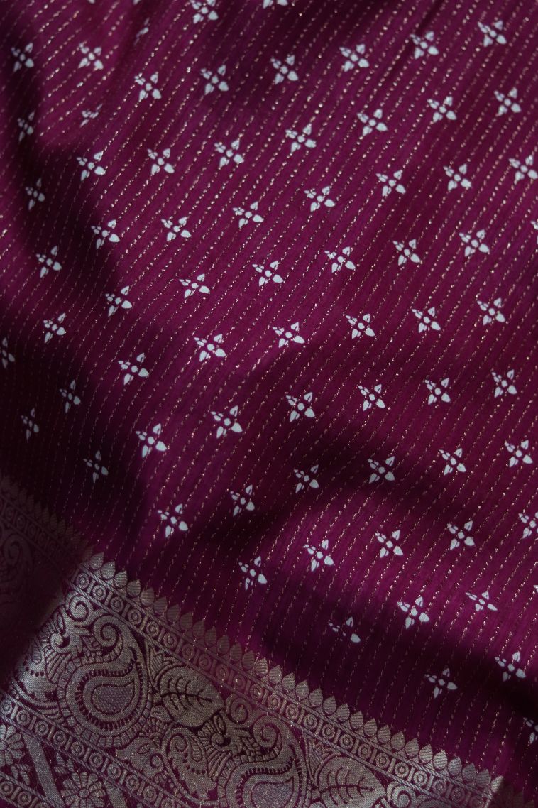 Elegant Dola Silk Saree in Maroon-Pink with Floral Motifs Border - Perfect for Festive view 3