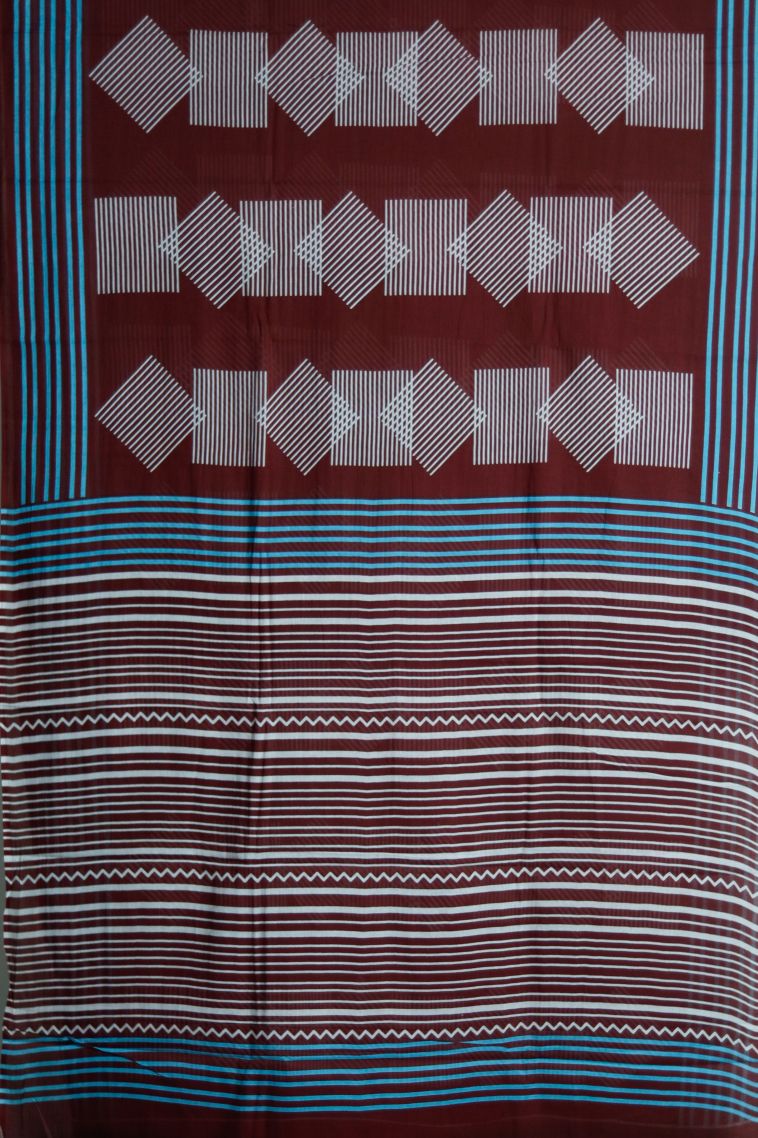 Daily Wear Maroon-red Lightweight Saree with Elegant Stripes Finish view 2