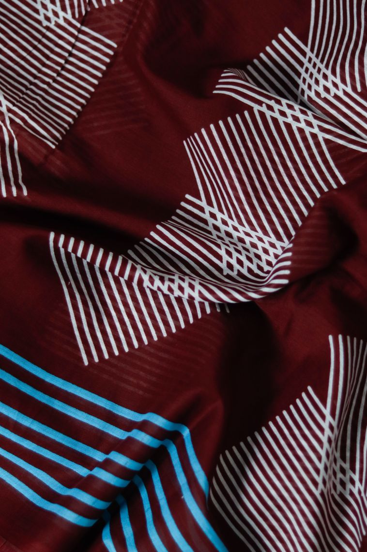 Daily Wear Maroon-red Lightweight Saree with Elegant Stripes Finish view 4