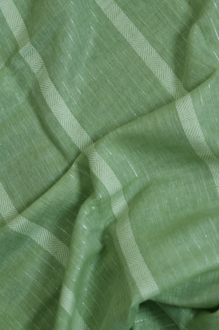 Office Wear Pastel Green Pure Linen Saree - Comfortable and Stylish view 4
