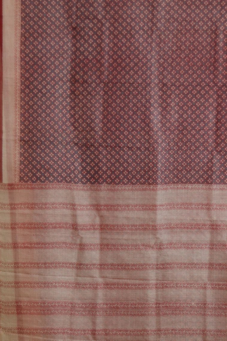 Traditional Floral Motif Tusser Silk Saree - Ideal for Festive view 2