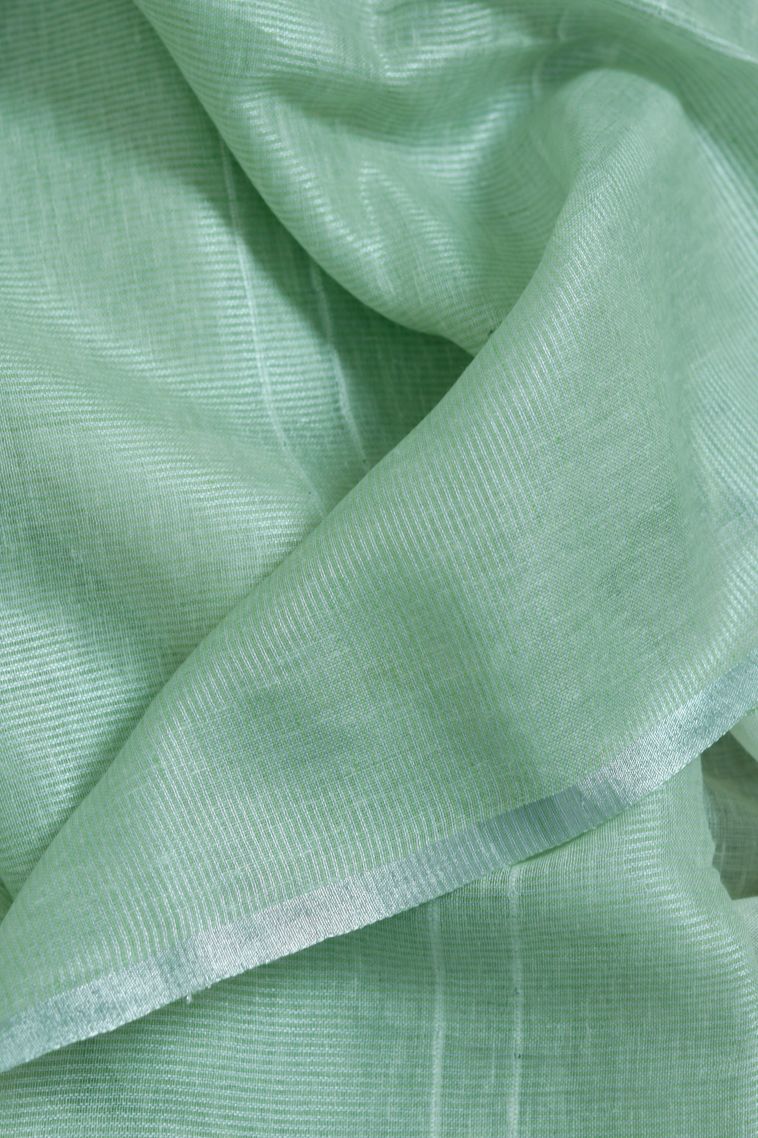 Comfortable Wear Pure Linen Saree in Pastel Green with Woven Accents view 3