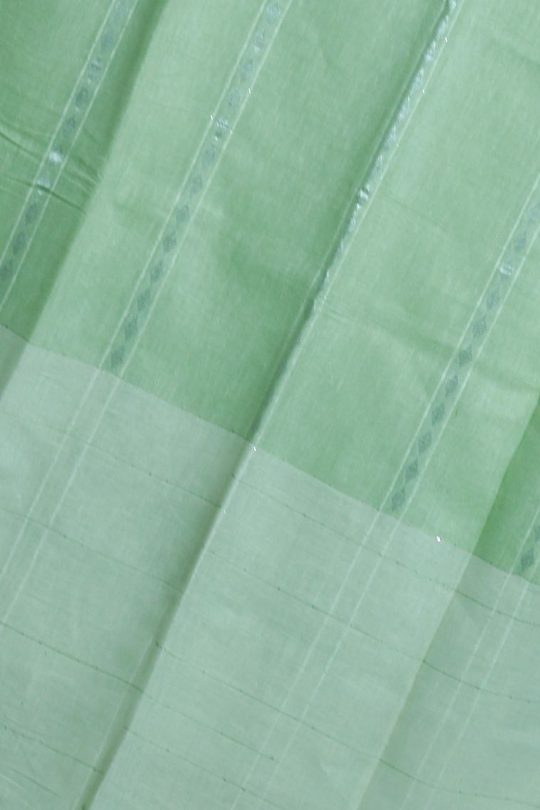 Comfortable Wear Pure Linen Saree in Pastel Green with Woven Accents view 2