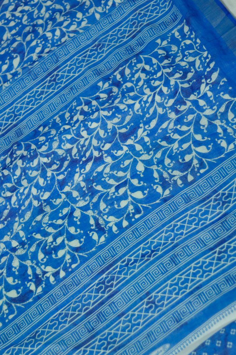 Festive Collection Dola Silk Saree in Blue with Floral Motifs view 2