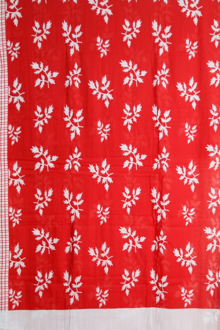 Daily Wear Bright Red Lightweight Saree with Elegant Stripes Finish view 2