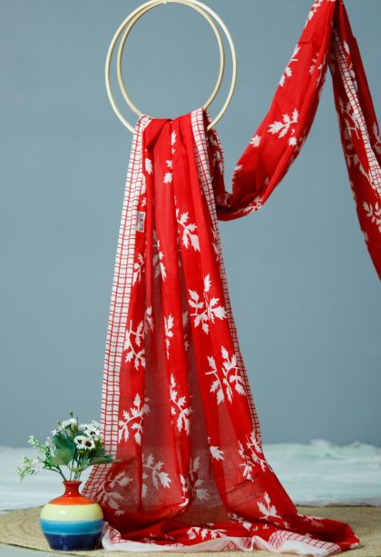 Daily Wear Bright Red Lightweight Saree with Elegant Stripes Finish