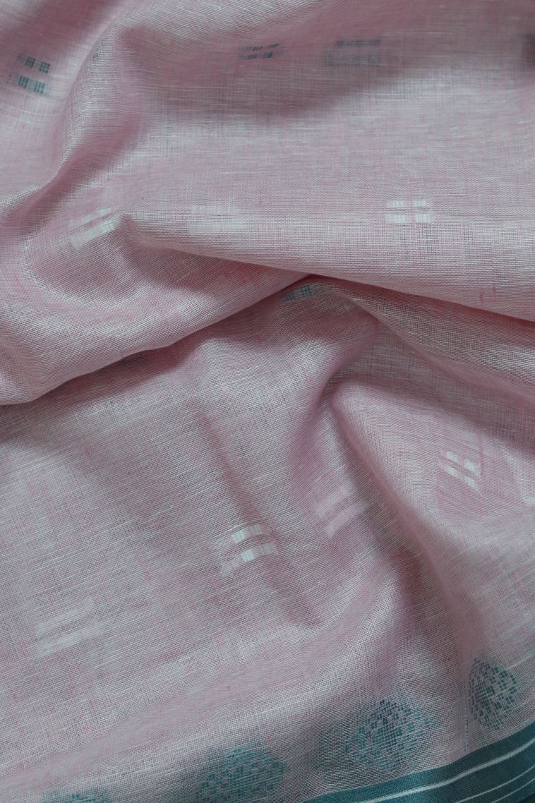 Festive Collection Linen Saree with Rich Striped Dots view 3