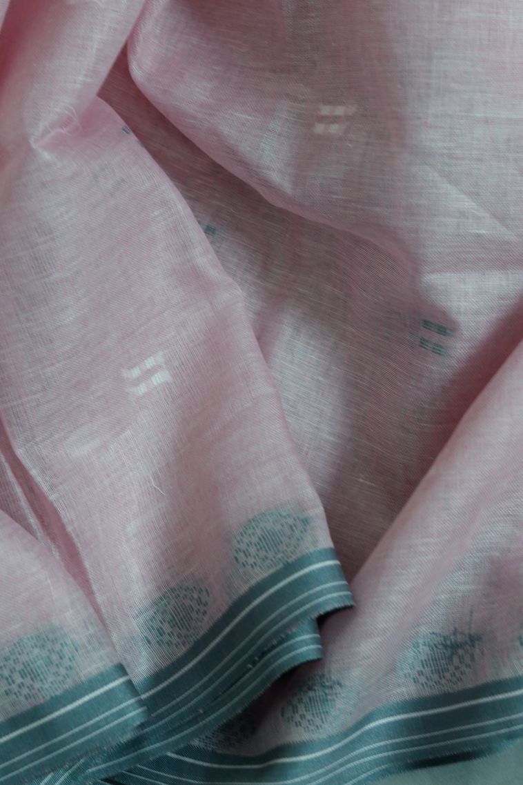 Festive Collection Linen Saree with Rich Striped Dots view 4