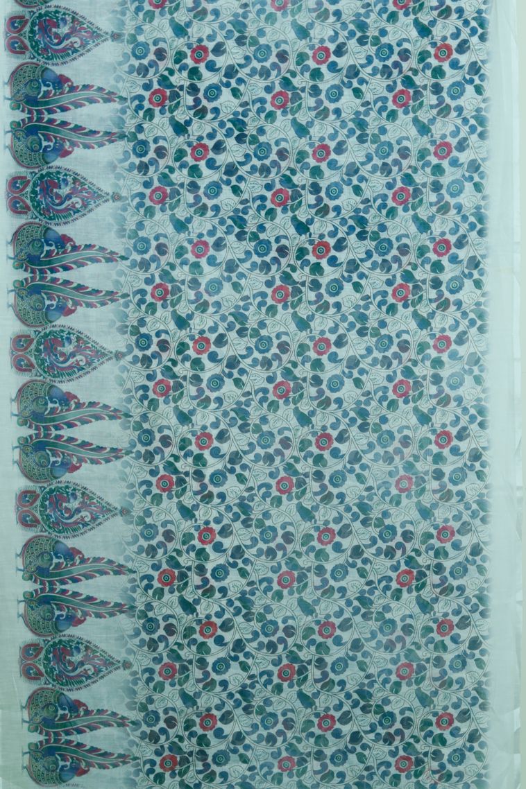 Designer Blue Linen Saree with Woven Work view 2
