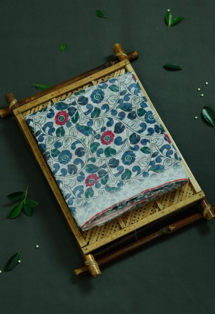 Designer Blue Linen Saree with Woven Work