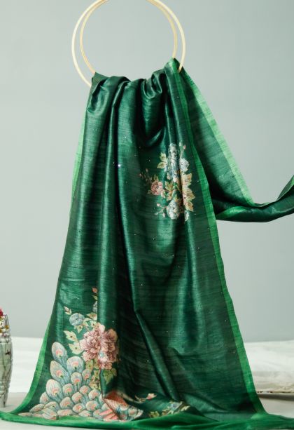 Designer Tusser Silk Saree with Woven Work - Party Collection