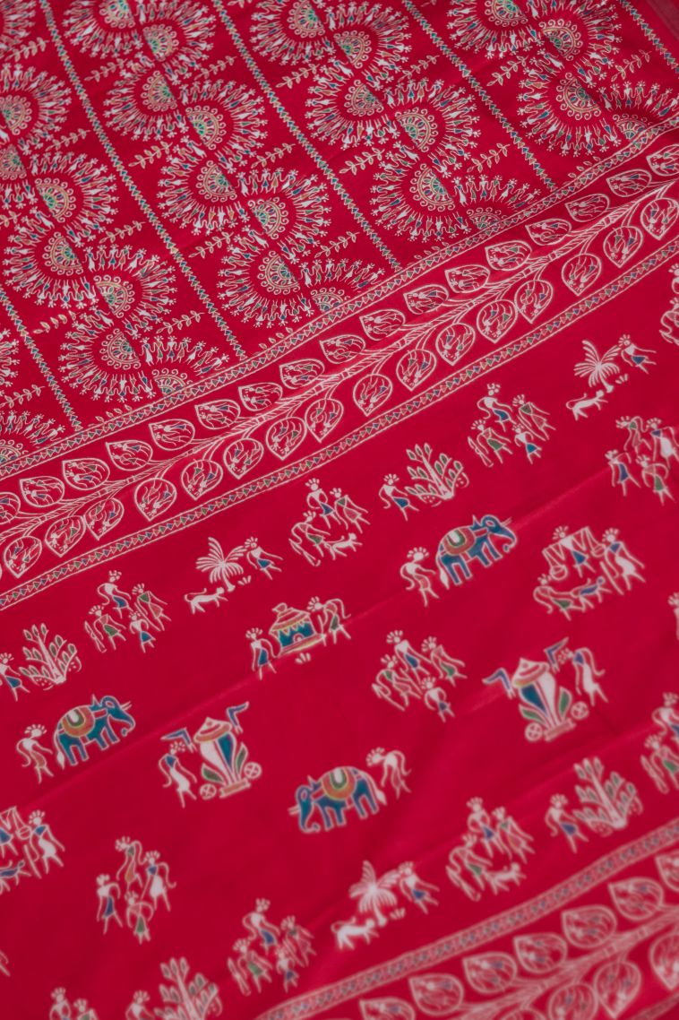 Festive Wear Red Dola Silk Saree - Comfortable and Stylish view 2