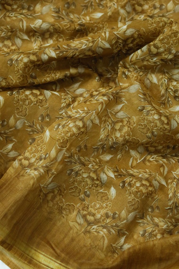 Designer Dola Silk Saree in Golden Yellow with Elegant Zari Border view 4
