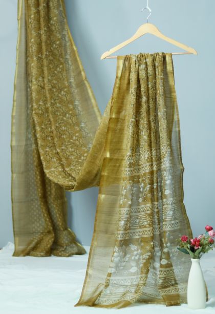 Designer Dola Silk Saree in Golden Yellow with Elegant Zari Border