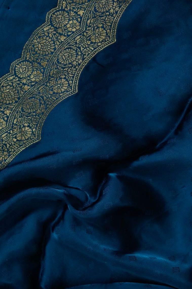 Festive Collection Silk-cotton Saree with Rich Buti Deep Teal Blue view 3