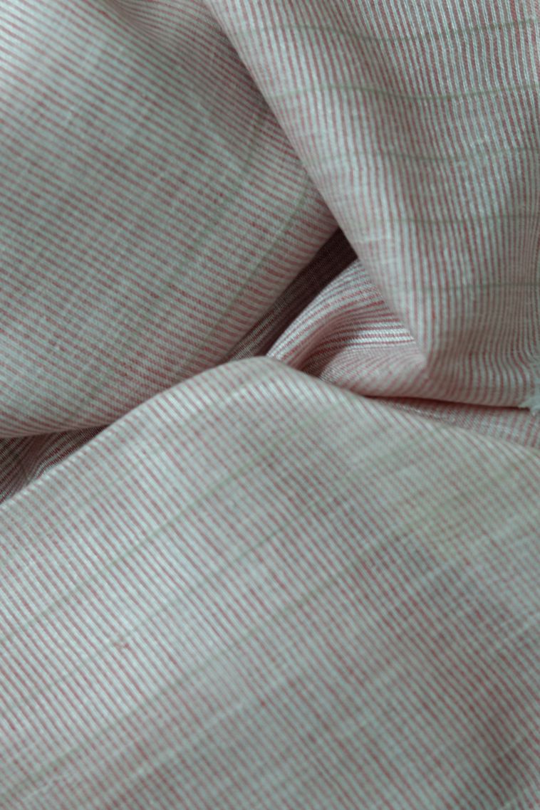 Pure Linen Saree in White with Woven Accents view 2