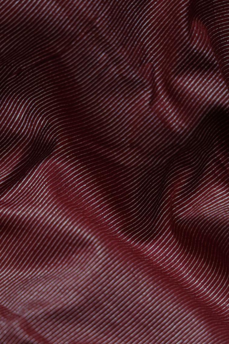 Elegant Maroon-red Stiff & Rich Finish Saree with Subtle Checkered Detailing view 3