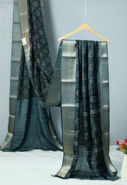 Modern Dola Silk Saree in Dark Teal Green with Designer Zari Border