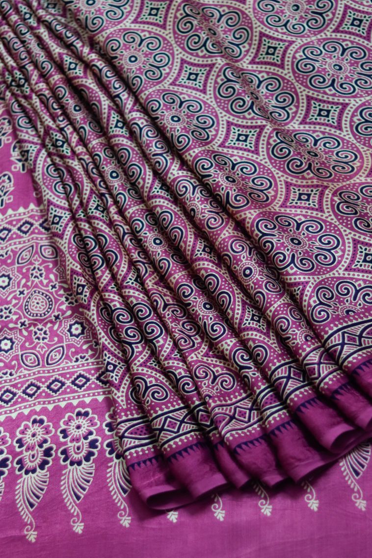 Traditional Modal Soft & Flowing Modal Saree in Dark Magenta - Ideal for Office view 1