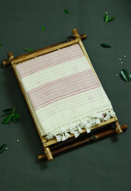 Formal Wear Pure Linen Saree in Pastel Yellow with Woven Accents