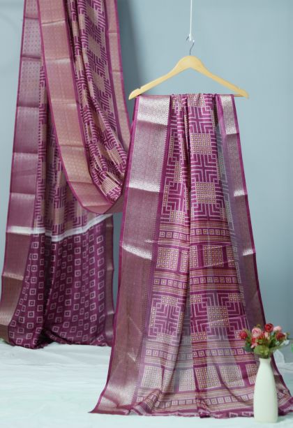 Festive Wear Dola Silk Saree in Purple with Elegant Zari Finish