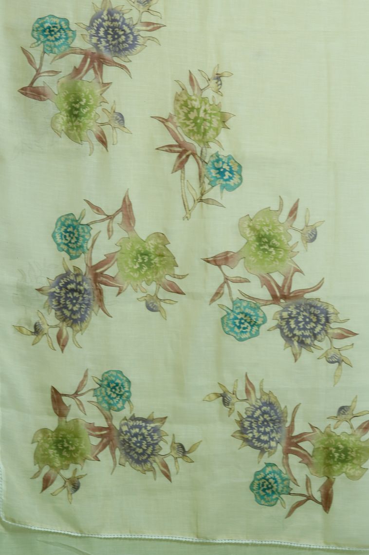 Classic Linen Saree in Pastel Green view 2
