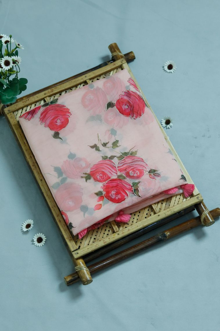 Festive Wear Soft & Flowing Saree with Elegant Floral Finish view 1