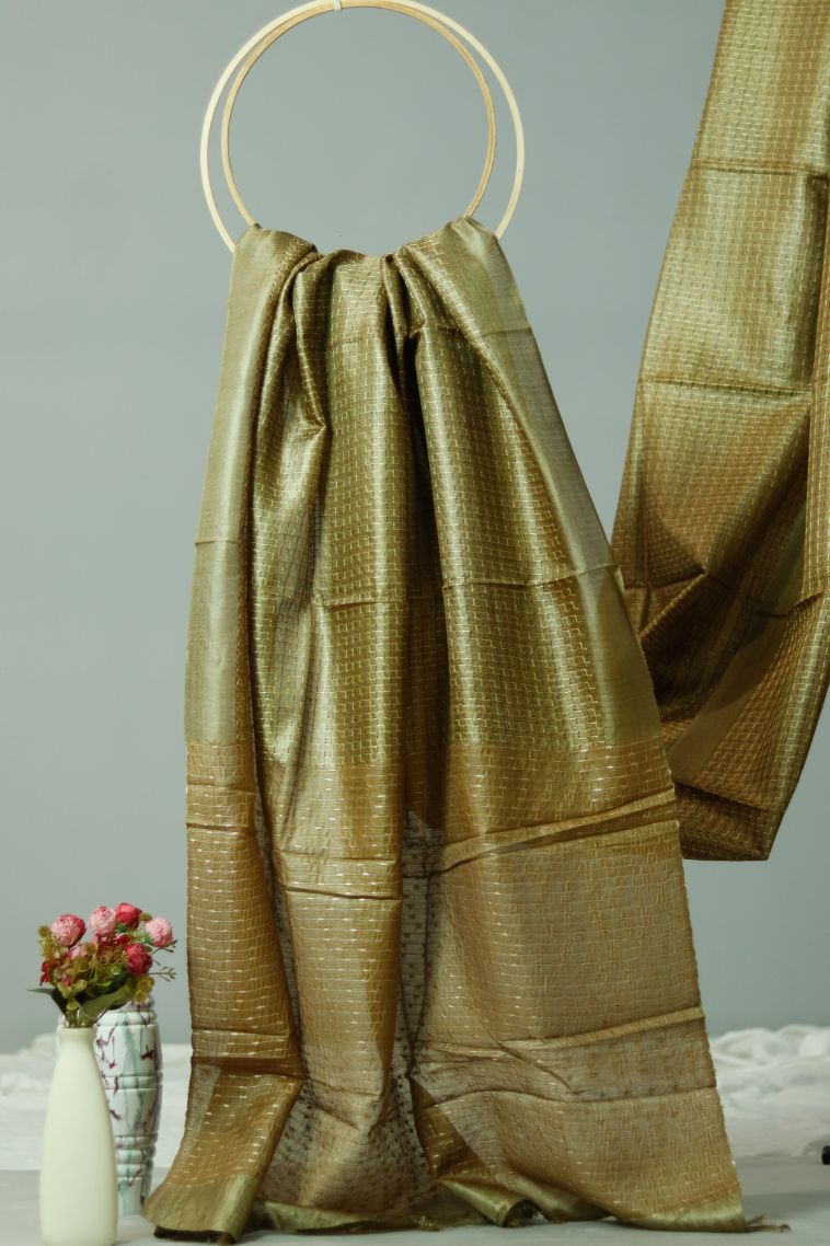 Party Wear Stiff & Rich Finish Saree in Moss Green with Woven Accents view 1