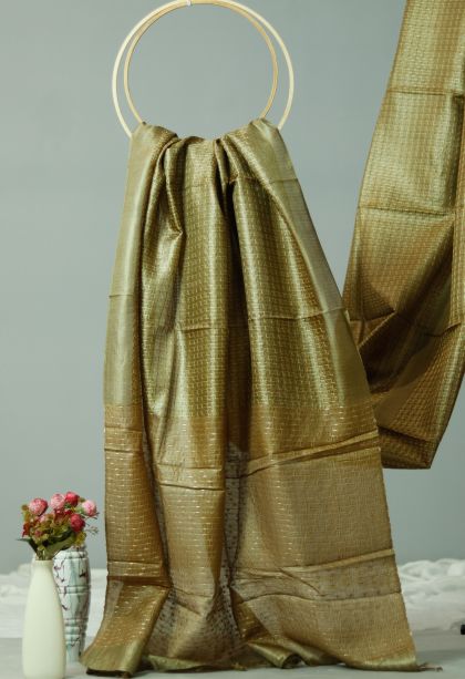 Party Wear Stiff & Rich Finish Saree in Moss Green with Woven Accents