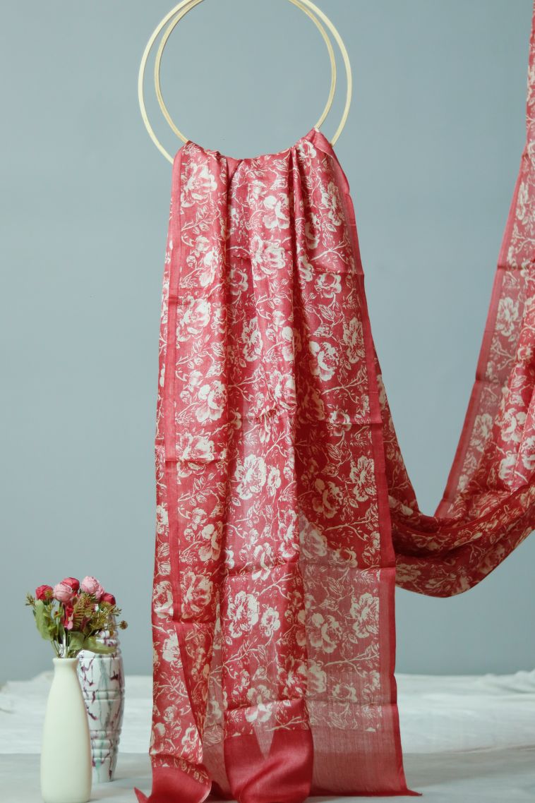 Festive Collection Tusser Silk Saree with Subtle Floral Motif view 1