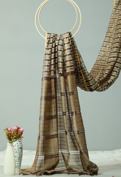 Modern Stiff & Rich Finish Saree in Coffee Brown with Designer Zari Border