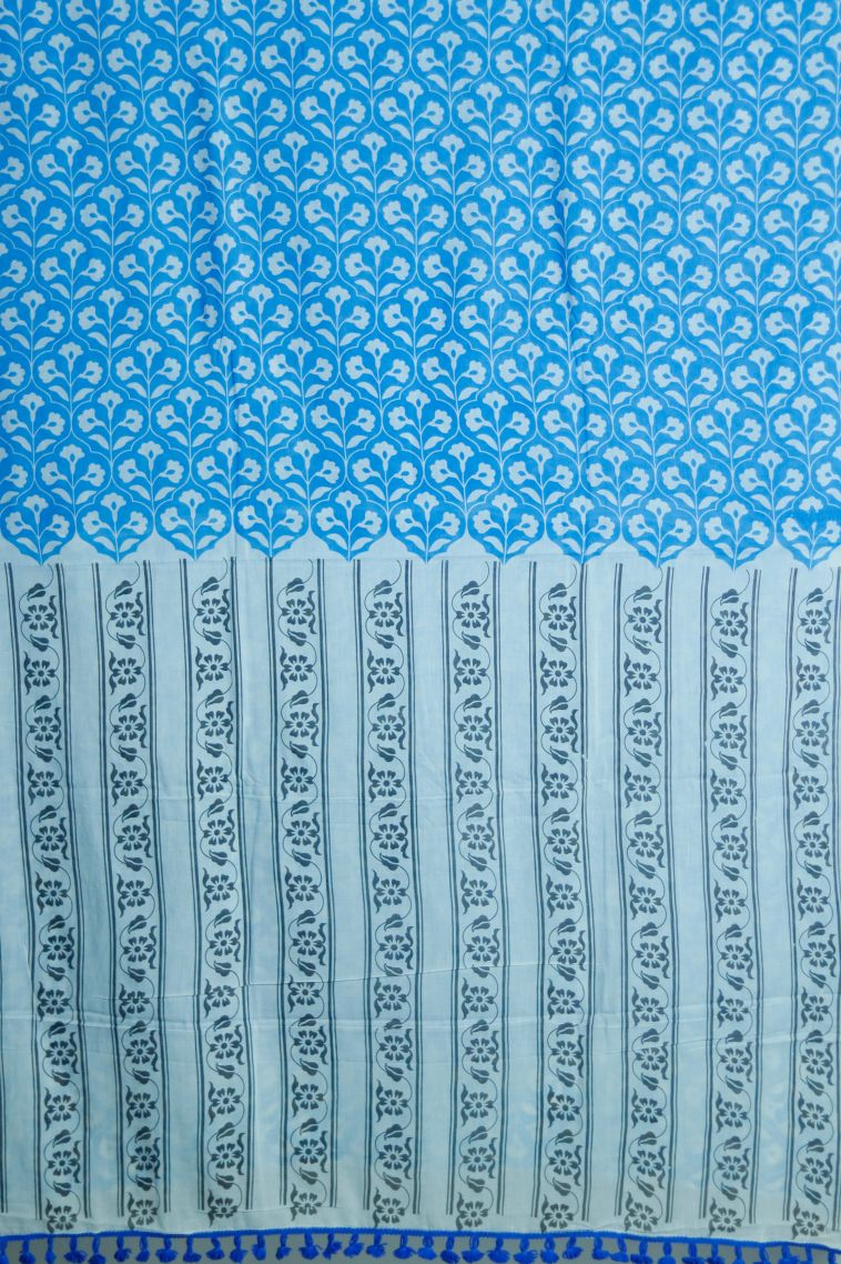Party Wear Lightweight Saree in Sky Blue with Plain Accents view 2
